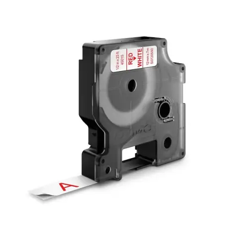 Dymo taśma do drukarek etykiet, D1 45015 czerwony/biały 7m/12mm